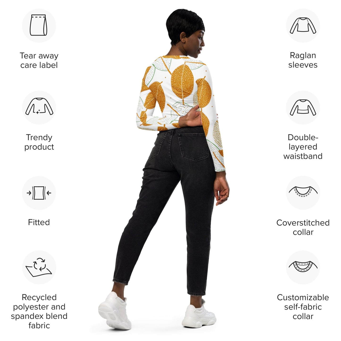 Baobab Leaves: Recycled long-sleeve crop top - Estella Creates