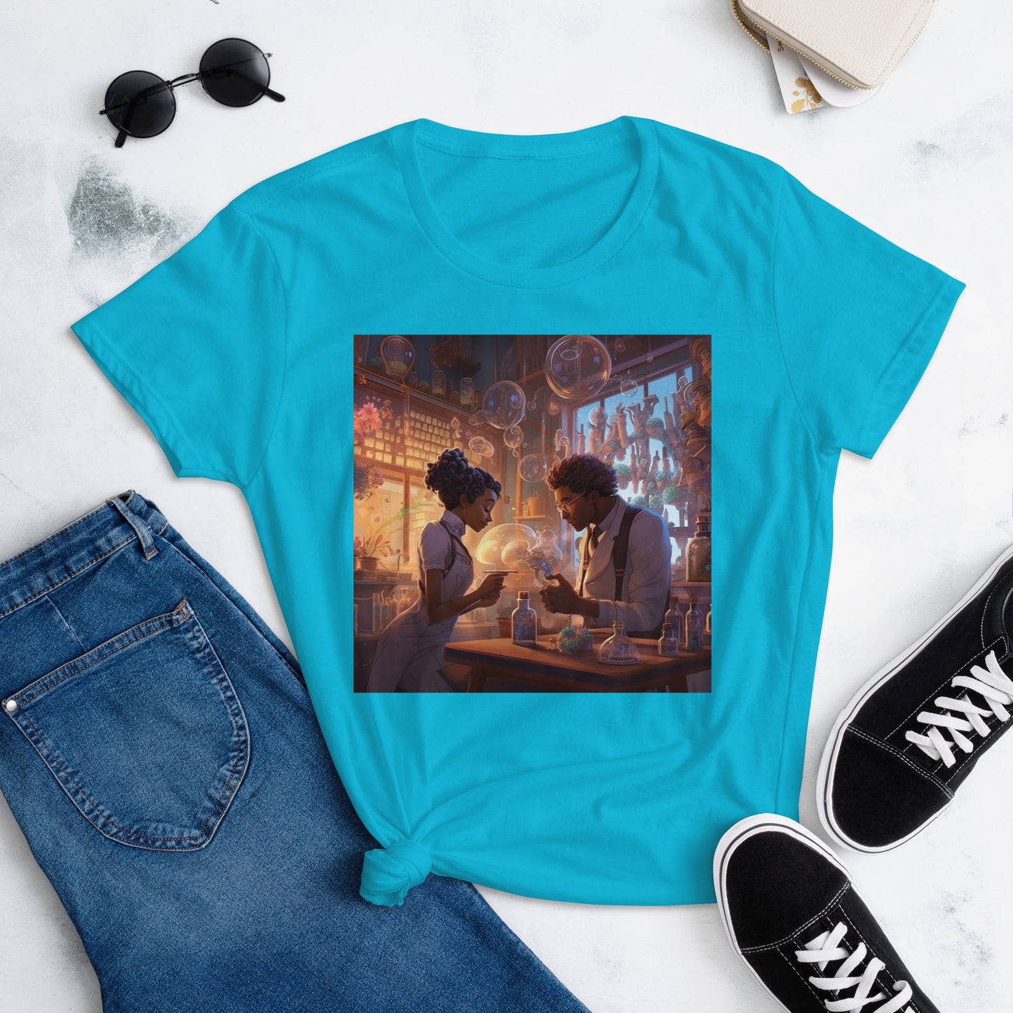 SteamPunk Love In The Lab: Women's short sleeve t-shirt - Estella Creates