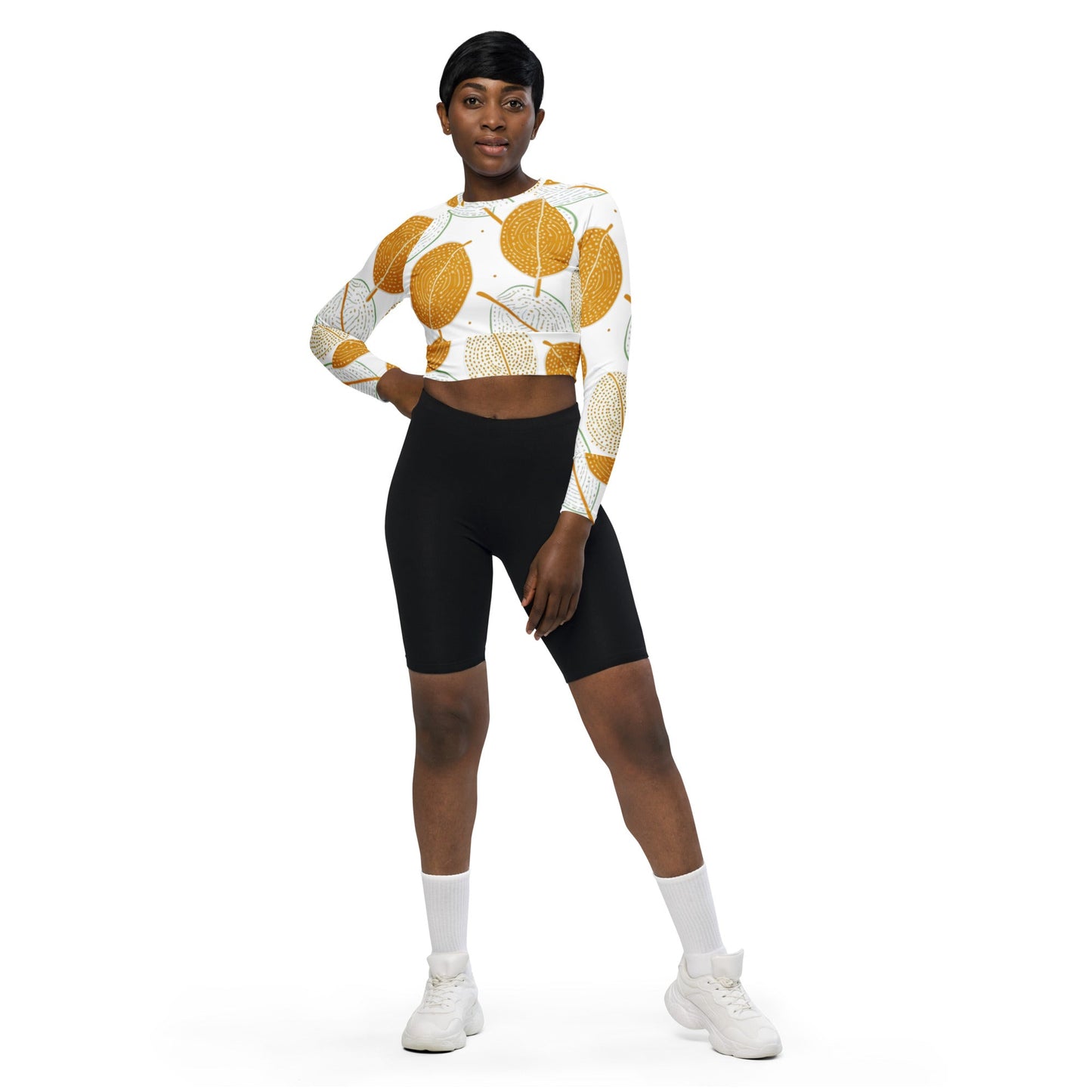 Baobab Leaves: Recycled long-sleeve crop top - Estella Creates