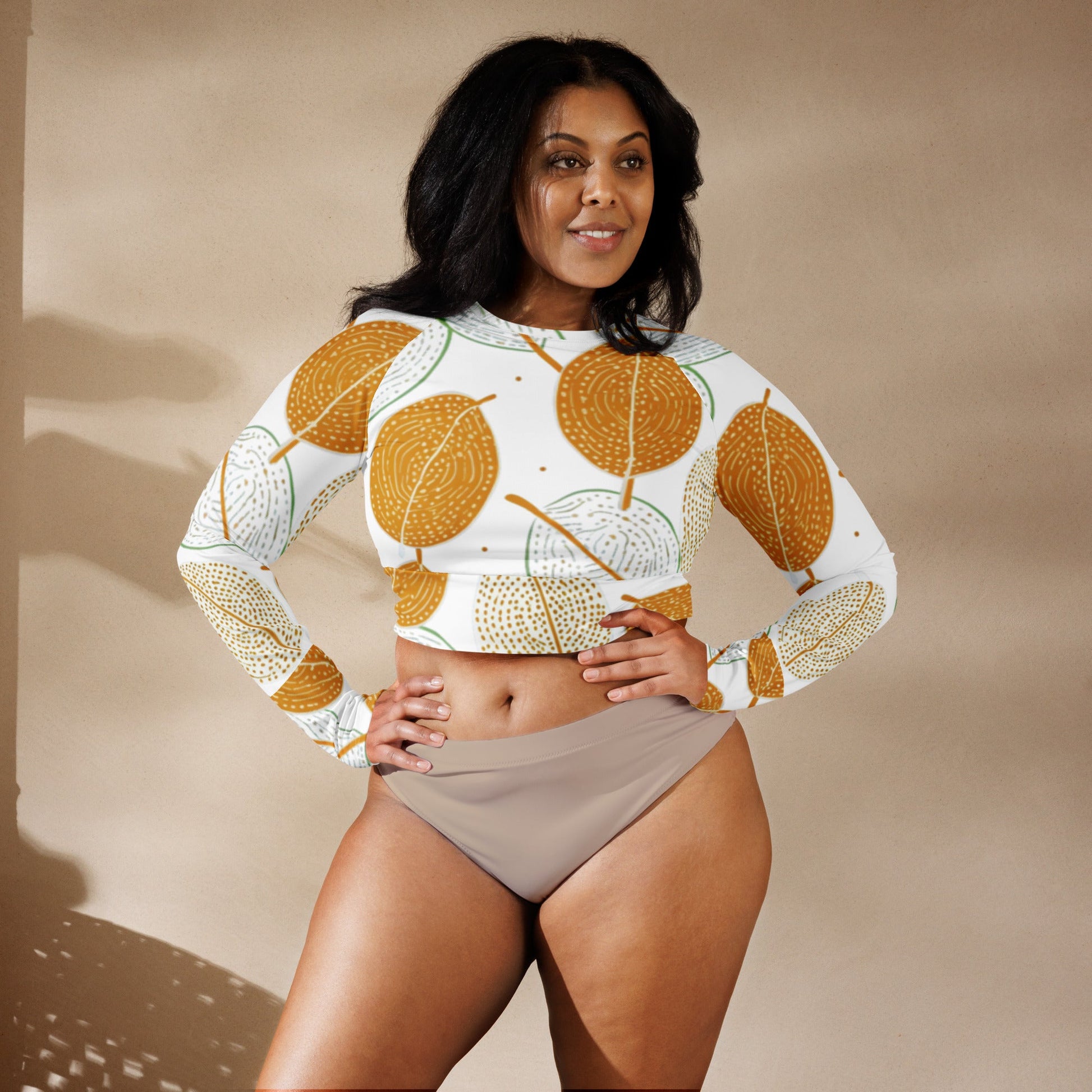 Baobab Leaves: Recycled long-sleeve crop top - Estella Creates