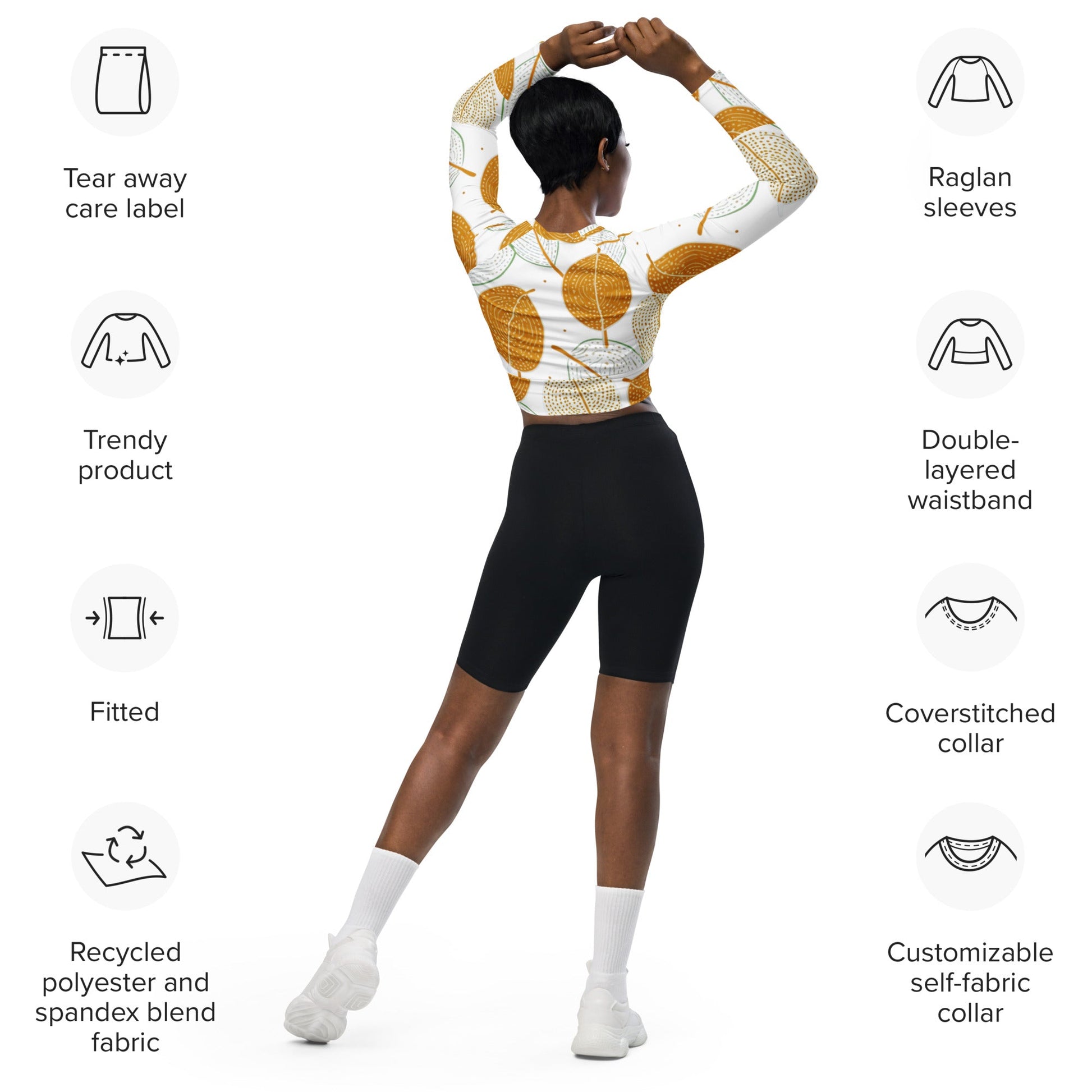 Baobab Leaves: Recycled long-sleeve crop top - Estella Creates