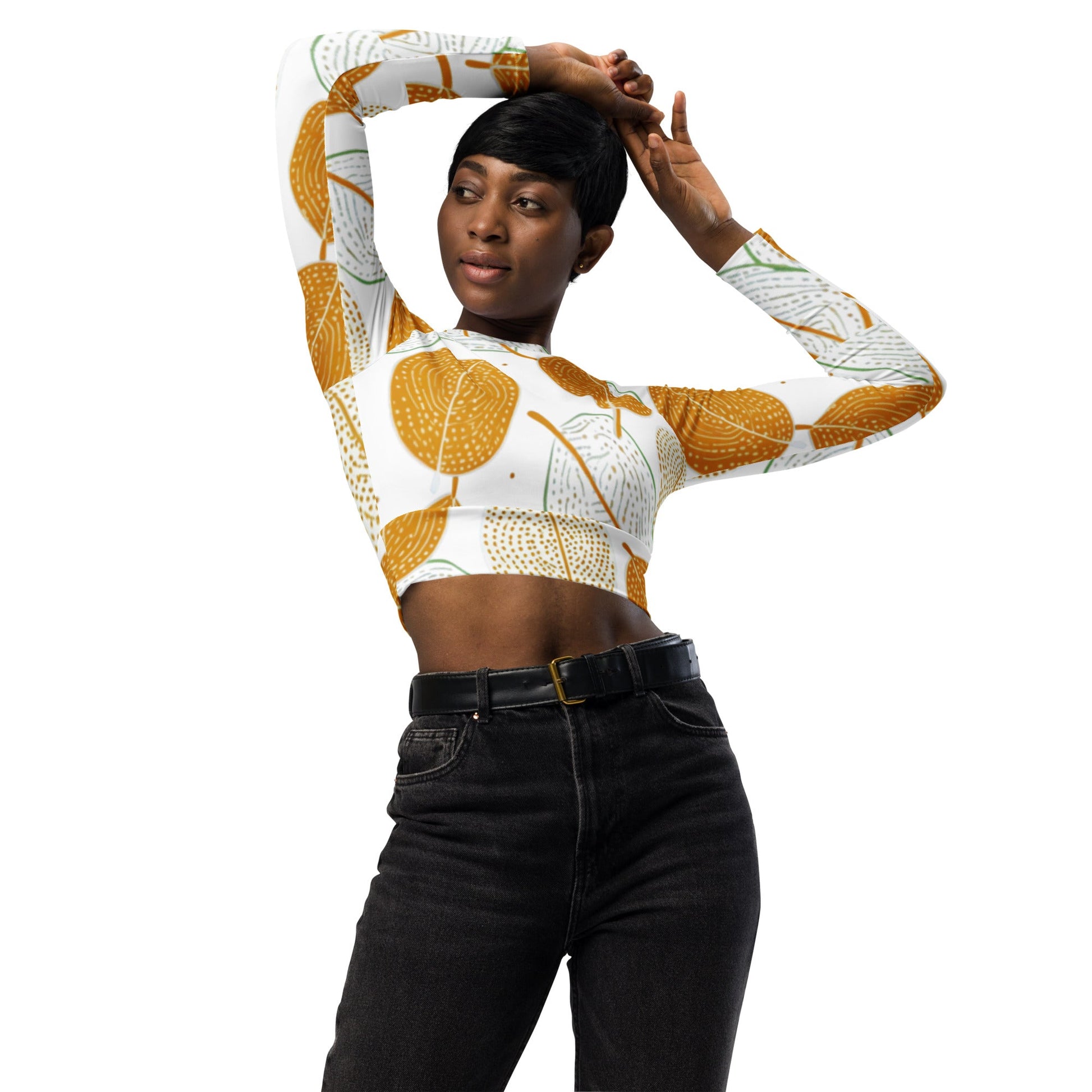Baobab Leaves: Recycled long-sleeve crop top - Estella Creates