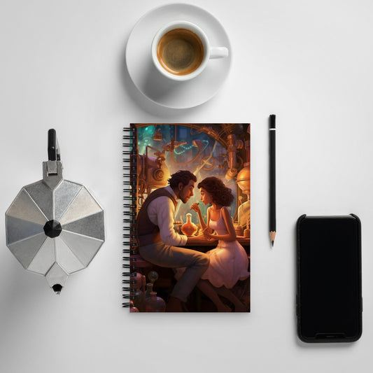 SteamPunk Love In The Lab I: Spiral notebook - Estella Creates