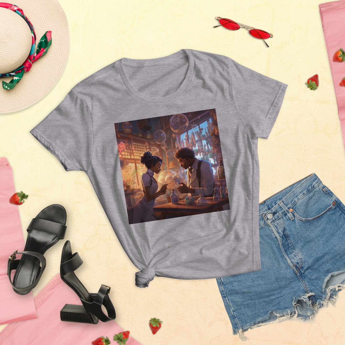 SteamPunk Love In The Lab: Women's short sleeve t-shirt - Estella Creates