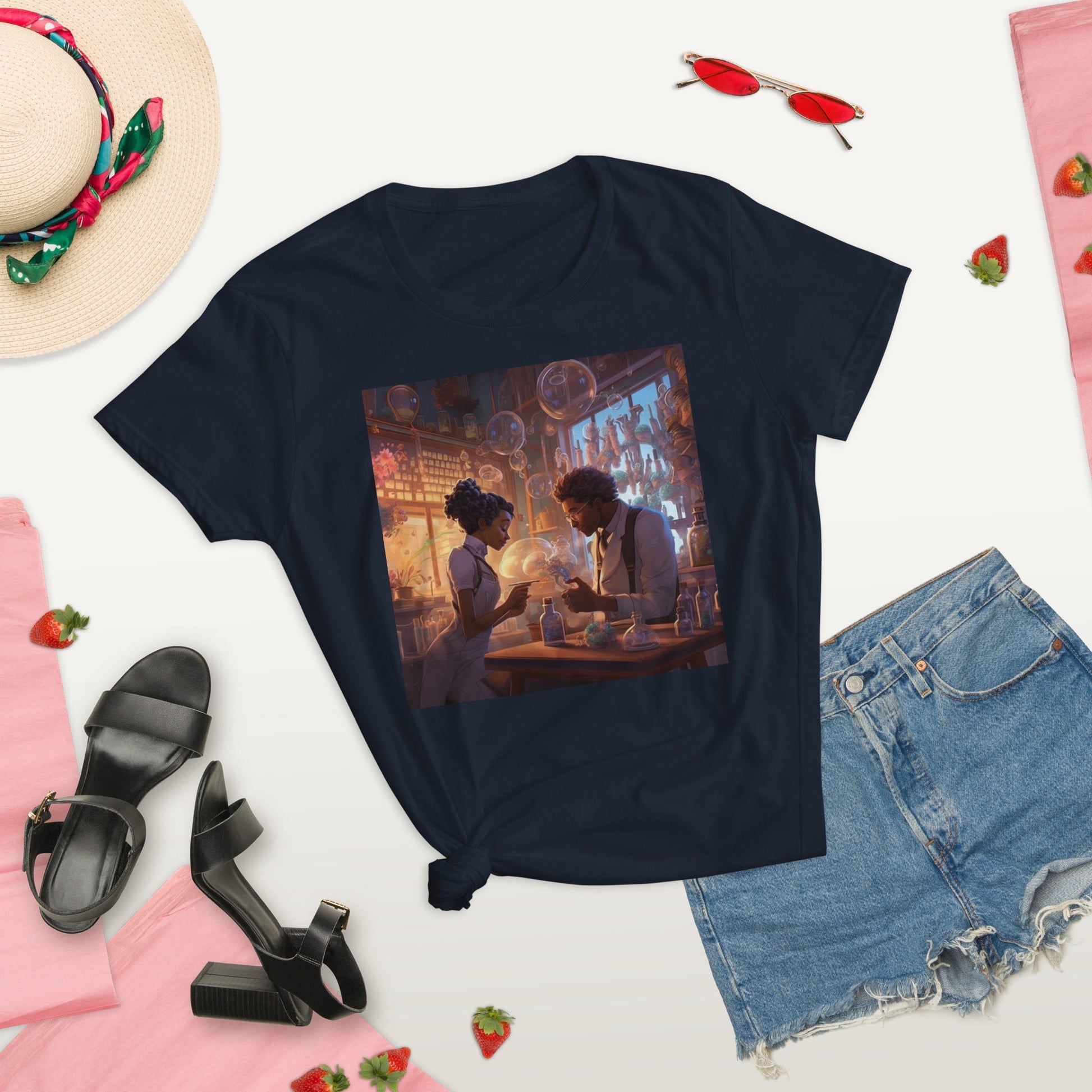 SteamPunk Love In The Lab: Women's short sleeve t-shirt - Estella Creates